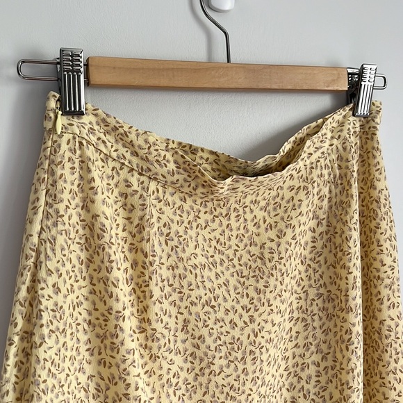 Frank & Oak Pastel Yellow Button Down Dainty Floral Midi Skirt S - Picture 9 of 15